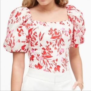 Banana Republic Red Floral Puff Sleeve Crop Top size XS - like new, worn once.